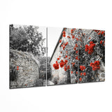 Arte de pared de vidrio de Mega de flores rojas