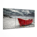 Arte de pared de vidrio de Kayak rojo