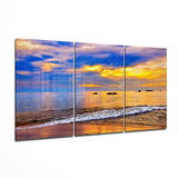 Arte de pared de vidrio de Puesta de sol en la playa