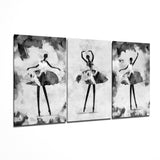 Trio de Ballerines Anthracite tableau en verre - 140x72 cm