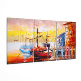 Boat on the Beach Glass Wall Art