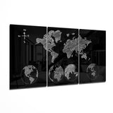 World Map Glass Wall Art