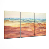 Dunas Óxido y Colinas Azules en Acuarela cuadro de cristal - 140x72 cm