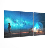 Tableau en verre Ampoule et enfant - 140x72 cm