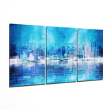 Blue City Glass Wall Art