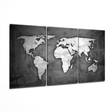 Beton-Textur Weltkarte Glasbild - 140x72 cm