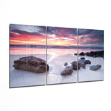 Glasbild Steine am Strand - 140x72 cm