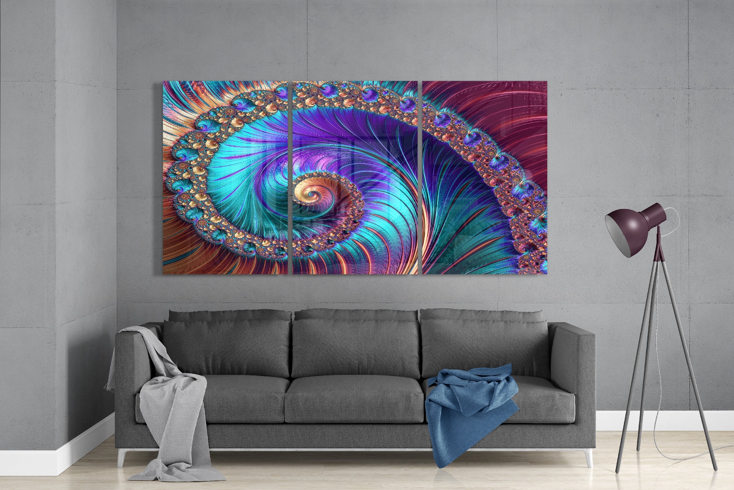 Spiral Peacock Glass Art
