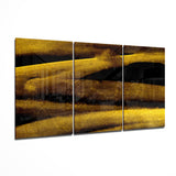 Bandes de Dunes Dorées Horizontales Abstraites tableau en verre - 140x72 cm