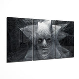 Visage Étoilé en Art du Fil Monochrome tableau en verre - 140x72 cm