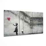 Heart Balloon Street Stencil Glass Art - 140x72 cm