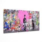 Vagabond du Cinéma Muet Street Art tableau en verre - 140x72 cm