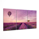 Lavender Field Glass Art - 140x72 cm