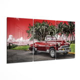 Red Classic Car Glasbild