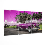 Arte della parete di vetro Auto classica viola