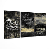 Trio di Citazioni Motivazionali Nero e Oro quadro in vetro - 140x72 cm