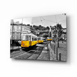 Tram jaune (Lisbonne) Impression sur verre