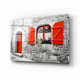 Arte de pared de vidrio de puerta roja