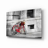 Red Bicycle Glass Wall Art