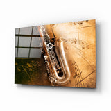Arte de pared de vidrio de Música (saxofón)