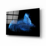 Plume bleue Impression sur verre