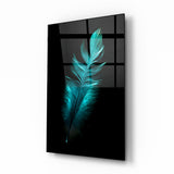 Green Feather Glass Wall Art
