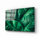 Green Tropical Leaf Glass Wall Art