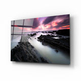 Arte della parete di vetro Sunset Landscape