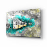 Illustration Tram Glass Wall Art