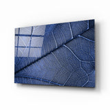 Arte della parete di vetro Foglia macro blu