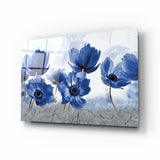 Fleurs bleues Impression sur verre