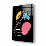 Arte de pared de vidrio de Cara de colorida abstracta