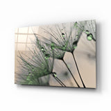 Green Dandelion Glass Wall Art