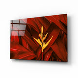 Red Leaves Glass Wall Art