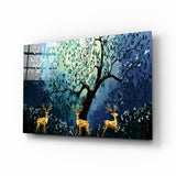 Golden Deers Glass Wall Art