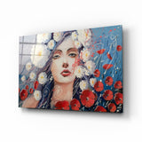 Arte de pared de vidrio de Mujeres y flores