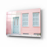 Pinkes Haus Glasbild