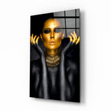 Arte de pared de vidrio de Mujer de oro