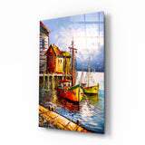 Boats on the Shore Glass Wall Art