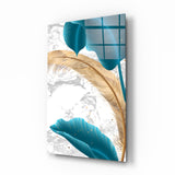 Turquoise Leaves Glass Wall Art