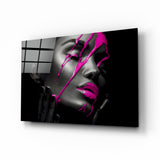 Arte de pared de vidrio de Mujer rosa