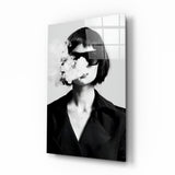 Arte della parete di vetro Donna in bianco e nero
