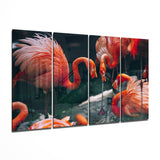 Flamingos Art mural en verre Mega 4 pièces (150x92 cm)