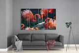 Flamingos 4 Pieces Mega Glass Wall Art (150x92 cm)