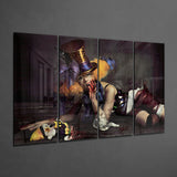 Woman Clown 4 Pieces Mega Glass Wall Art (150x92 cm)