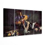 Woman Clown 4 Pieces Mega Glass Wall Art (150x92 cm)