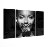 Butterfly Women 4 Pieces Mega Glass Wall Art (150x92 cm)