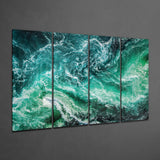 Waves 4 Pieces Mega Glass Wall Art (150x92 cm)