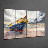 Abondened Boat 4 Pieces Mega Glass Wall Art (150x92 cm)