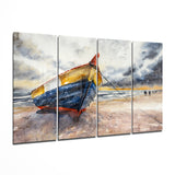 Barca abbandonata Quadro in vetro Mega 4 pezzi (59"x36")
